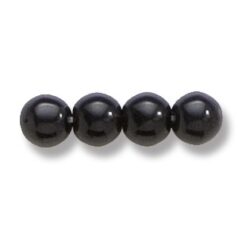 Bead, Preciosa Czech Druk Glass, 6mm Round Bead, Opaque Black (Hole Size 1.1mm)