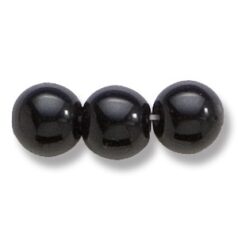 Bead, Preciosa Czech Druk Glass, 8mm Round Bead, Opaque Black (Hole Size 1.1mm)