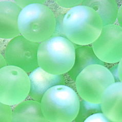 Bead, Preciosa Czech Druk Glass, 4mm Round Bead, Light Peridot with Matte Finish and AB Coating (Hole Size 0.9mm)