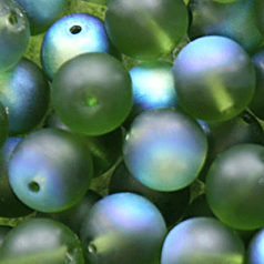Bead, Preciosa Czech Druk Glass, 4mm Round Bead, Olive Green with Matte Finish and AB Coating (Hole Size 0.9mm)