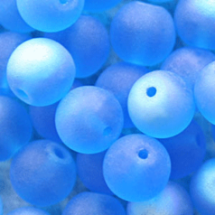 Bead, Preciosa Czech Druk Glass, 4mm Round Bead, Medium Blue Aqua with Matte Finish and AB Coating (Hole Size 0.9mm)
