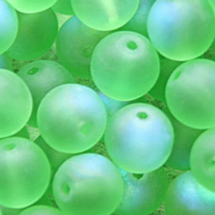 Bead, Preciosa Czech Druk Glass, 6mm Round Bead,  Light Emerald with Matte Finish and AB coating (Hole Size 1.1mm)