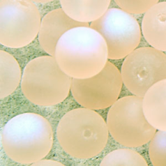 Bead, Preciosa Czech Druk Glass, 8mm Round Bead, Pale Topaz with Matte Finish and AB coating (Hole Size 1.1mm)