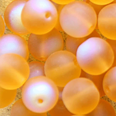 Bead, Preciosa Czech Druk Glass, 8mm Round Bead, Topaz with Matte Finish and AB coating (Hole Size 1.1mm)