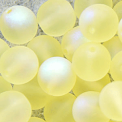 Bead, Preciosa Czech Druk Glass, 8mm Round Bead,  Light Yellow with Matte Finish and AB coating (Hole Size 1.1mm)
