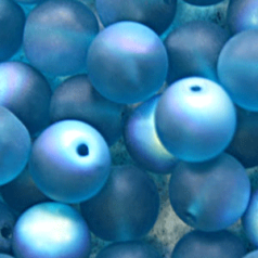 Bead, Preciosa Czech Druk Glass, 8mm Round Bead, Green Aqua with Matte Finish and AB coating (Hole Size 1.1mm)