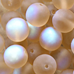 Bead, Preciosa Czech Druk Glass, 8mm Round Bead, Medium Smoke Topaz with Matte Finish and AB coating (Hole Size 1.1mm)