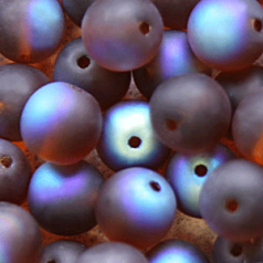 Bead, Preciosa Czech Druk Glass, 8mm Round Bead, Madeira Topaz with Matte Finish and AB coating (Hole Size 1.1mm)