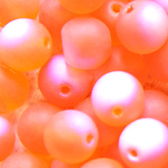 Bead, Preciosa Czech Druk Glass, 10mm Round Bead, Orange with Matte Finish and AB coating (Hole Size 1.1mm)