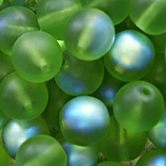 Bead, Preciosa Czech Druk Glass, 10mm Round Bead,  Peridot with Matte Finish and AB coating (Hole Size 1.1mm)