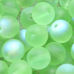 Bead, Preciosa Czech Druk Glass, 10mm Round Bead, Pale Emerald with Matte Finish and AB coating (Hole Size 1.1mm)
