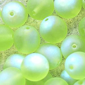 Bead, Preciosa Czech Druk Glass, 10mm Round Bead, Light Olive Green with Matte Finish and AB coating (Hole Size 1.1mm)