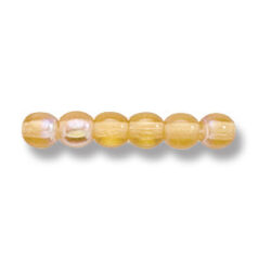 Bead, Preciosa Czech Druk Glass, 4mm Round Bead, Transparent  Topaz with AB coating (Hole Size 0.9mm)