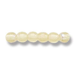 Bead, Preciosa Czech Druk Glass, 4mm Round Bead, Transparent Light Yellow with AB coating (Hole Size 0.9mm)