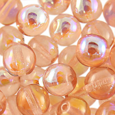 Bead, Preciosa Czech Druk Glass, 4mm Round Bead, Transparent Rosaline with AB coating (Hole Size 0.9mm)