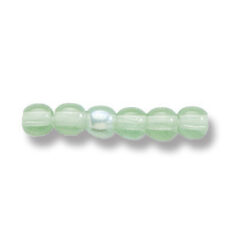 Bead, Preciosa Czech Druk Glass, 4mm Round Bead, Transparent  Light Peridot with AB coating (Hole Size 0.9mm)