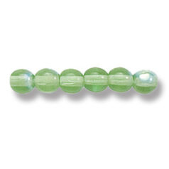 Bead, Preciosa Czech Druk Glass, 4mm Round Bead, Transparent Light Emerald with AB coating (Hole Size 0.9mm)