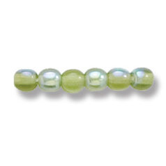 Bead, Preciosa Czech Druk Glass, 4mm Round Bead, Transparent Olive Green with AB coating (Hole Size 0.9mm)