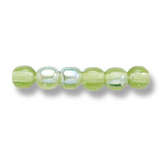 Bead, Preciosa Czech Druk Glass, 4mm Round Bead, Transparent  Light Olive Green with AB coating (Hole Size 0.9mm)