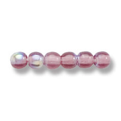 Bead, Preciosa Czech Druk Glass, 4mm Round Bead, Transparent Medium Amethyst with AB coating (Hole Size 0.9mm)