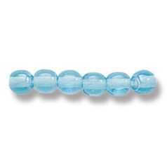 Bead, Preciosa Czech Druk Glass, 4mm Round Bead, Transparent MediumBlue Aqua with AB coating (Hole Size 0.9mm)