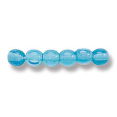 Bead, Preciosa Czech Druk Glass, 4mm Round Bead, Transparent Blue Aqua with AB coating (Hole Size 0.9mm)
