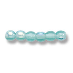 Bead, Preciosa Czech Druk Glass, 4mm Round Bead, Transparent Light Green Aqua with AB coating (Hole Size 0.9mm)