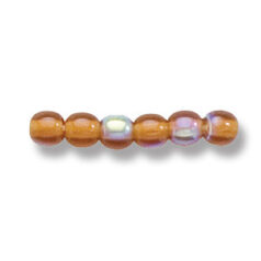 Bead, Preciosa Czech Druk Glass, 4mm Round Bead, Transparent Madeira Topaz with AB coating (Hole Size 0.9mm)