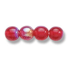 Bead, Preciosa Czech Druk Glass, 6mm Round Bead, Transparent Siam with AB coating (Hole Size 1.1mm)