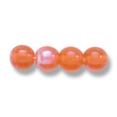 Bead, Preciosa Czech Druk Glass, 6mm Round Bead, Transparent Orange with AB coating (Hole Size 1.1mm)