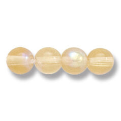 Bead, Preciosa Czech Druk Glass, 6mm Round Bead, Transparent Pale Topaz with AB coating (Hole Size 1.1mm)