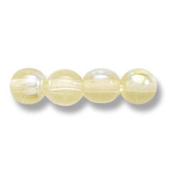 Bead, Preciosa Czech Druk Glass, 6mm Round Bead, Transparent Light Yellow with AB coating (Hole Size 1.1mm)