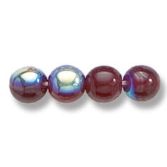 Bead, Preciosa Czech Druk Glass, 6mm Round Bead, Transparent Garnet Red with AB coating (Hole Size 1.1mm)