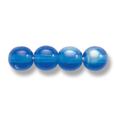 Bead, Preciosa Czech Druk Glass, 6mm Round Bead, Transparent Capri Blue with AB coating (Hole Size 1.1mm)