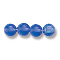 Bead, Preciosa Czech Druk Glass, 6mm Round Bead, Transparent Medium Sapphire with AB coating (Hole Size 1.1mm)