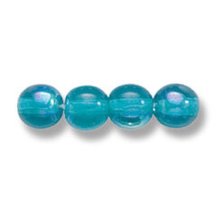 Bead, Preciosa Czech Druk Glass, 6mm Round Bead, Transparent Green Aqua with AB coating (Hole Size 1.1mm)