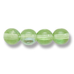 Bead, Preciosa Czech Druk Glass, 6mm Round Bead, Transparent Peridot with AB coating (Hole Size 1.1mm)