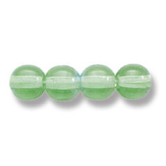Bead, Preciosa Czech Druk Glass, 6mm Round Bead, Transparent Light Peridot with AB coating (Hole Size 1.1mm)