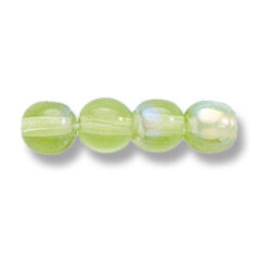 Bead, Preciosa Czech Druk Glass, 6mm Round Bead, Transparent Pale Emerald with AB coating (Hole Size 1.1mm)