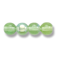 Bead, Preciosa Czech Druk Glass, 6mm Round Bead, Transparent Light Emerald with AB coating (Hole Size 1.1mm)