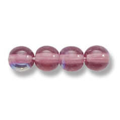 Bead, Preciosa Czech Druk Glass, 6mm Round Bead, Transparent Medium Amethyst with AB coating (Hole Size 1.1mm)