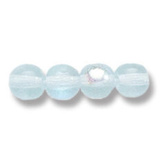 Bead, Preciosa Czech Druk Glass, 6mm Round Bead, Transparent Light Blue Aqua with AB coating (Hole Size 1.1mm)