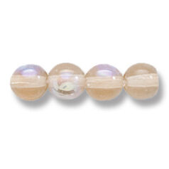 Bead, Preciosa Czech Druk Glass, 6mm Round Bead, Transparent  Light Smoke Topaz with AB coating (Hole Size 1.1mm)