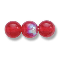 Bead, Preciosa Czech Druk Glass, 8mm Round Bead, Transparent Siam with AB coating (Hole Size 1.1mm)