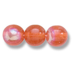 Bead, Preciosa Czech Druk Glass, 8mm Round Bead, Transparent Orange with AB coating (Hole Size 1.1mm)