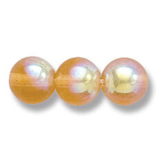 Bead, Preciosa Czech Druk Glass, 8mm Round Bead, Transparent Topaz with AB coating (Hole Size 1.1mm)