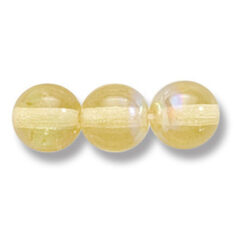 Bead, Preciosa Czech Druk Glass, 8mm Round Bead, Transparent Light Yellow with AB coating (Hole Size 1.1mm)