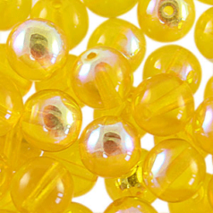 Bead, Preciosa Czech Druk Glass, 8mm Round Bead, Transparent Dark Yellow with AB coating (Hole Size 1.1mm)