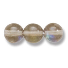 Bead, Preciosa Czech Druk Glass, 8mm Round Bead, Transparent Light Black Diamond with AB coating (Hole Size 1.1mm)