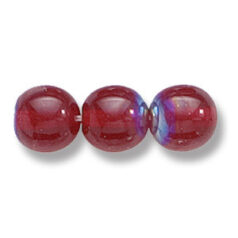 Bead, Preciosa Czech Druk Glass, 8mm Round Bead, Transparent Garnet Red with AB coating (Hole Size 1.1mm)